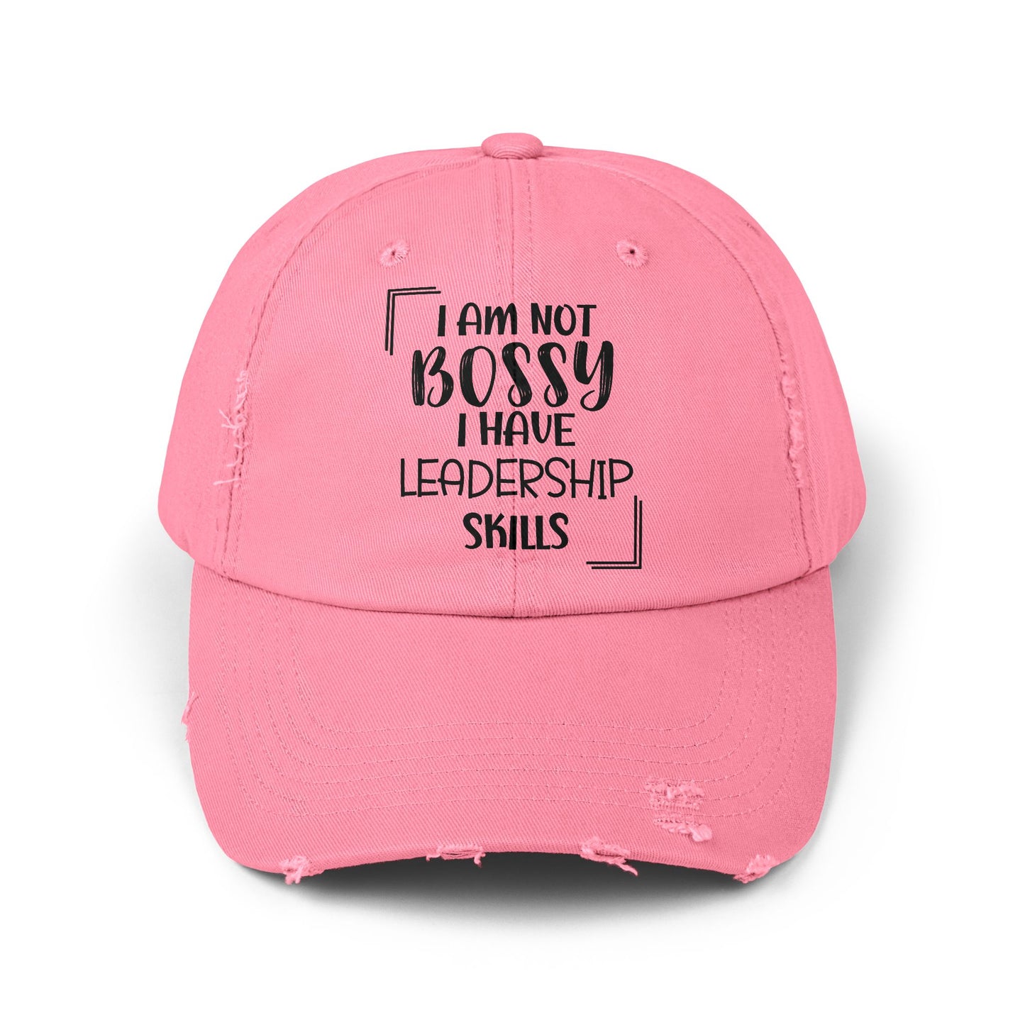 Leadership Hat, Bossy Hat, Funny Quote Hat, Sarcastic Quote Cap, Humor, Unisex Distressed Cap