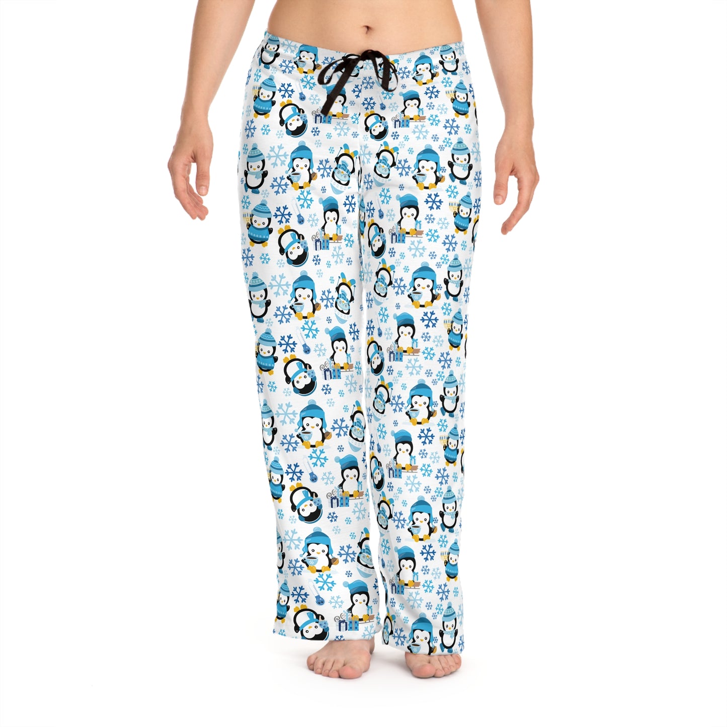 Hanukkah Penguin Women's Pajama Pants, Holiday Sleepwear, Festive Lounge Pants, Comfy PJ Bottoms, Winter Nightwear