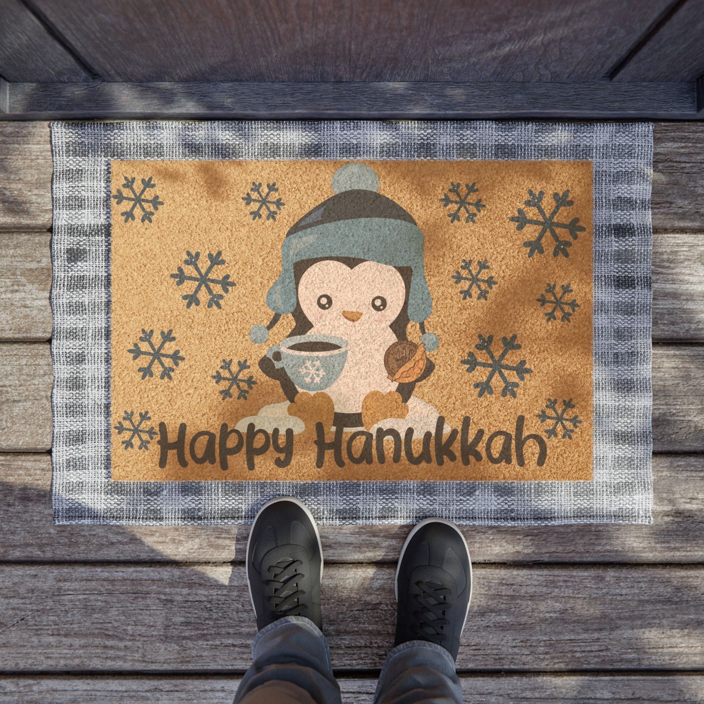 Hanukkah Doormat, Hanukkah Decorations, Chanukkah Decor, Hanukkah Gift, Happy Chanukah, Penguin Doormat, Winter Doormat, Hanukkah Sweatshirt