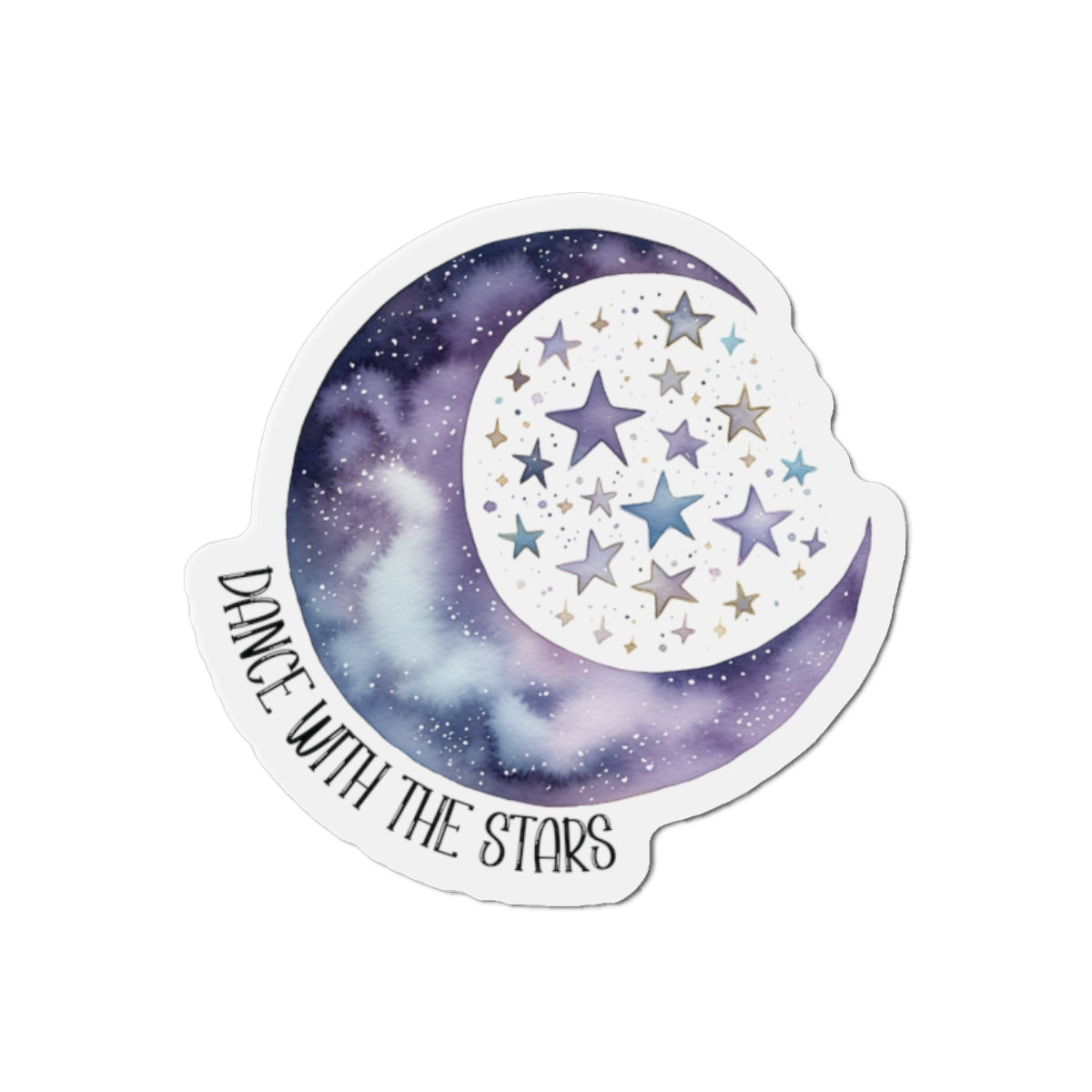 Celestial Moon Magnet, Dance With The Stars, Purple Moon, Moon Magnet, Boho Moon, Ethereal Moon and Stars, Die-Cut Magnets