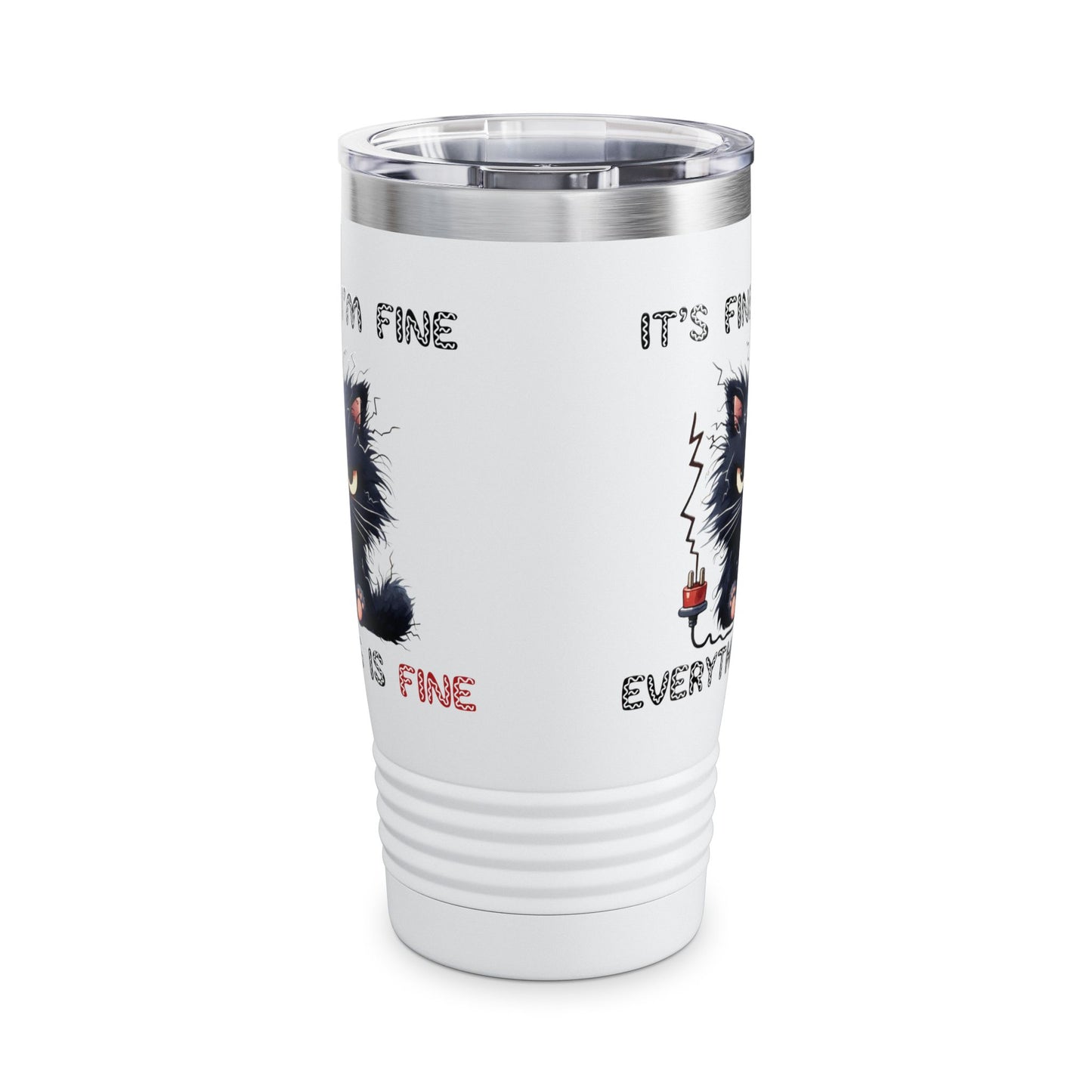 It's Fine I'm Fine Everything Is Fine Tumbler,I'm Fine Cup,Cat Cup,Motivational Tumbler,Positivity Cup,Funny Sarcastic Ringneck Tumbler 20oz