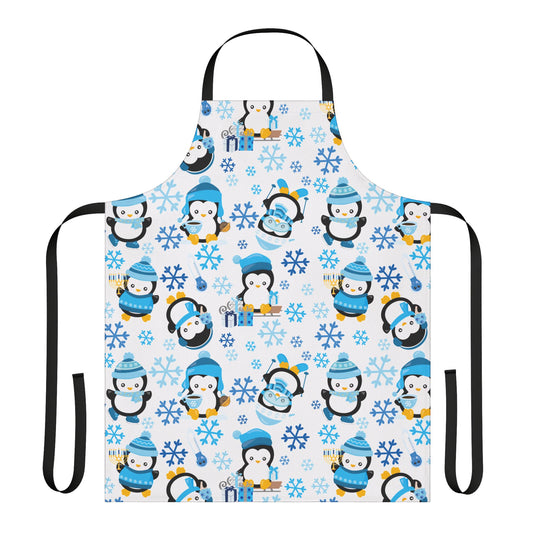 Hanukkah Penguins Apron, Happy Hanukkah, Chanukkah Apron, Hanukkah Apron, Hannukah Apron, Gift for Jewish Person, Gift for Hanukkah, Penguin