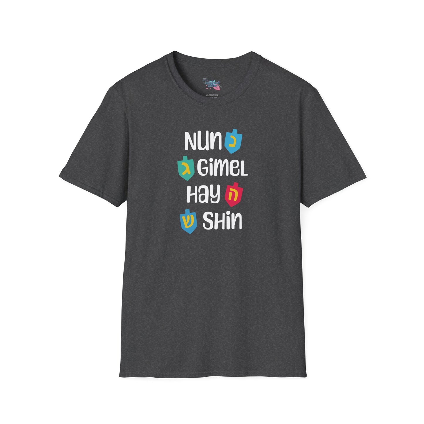 Hanukkah Shirt, Nun, Gimel, Hay, Shin, Chanukkah Shirt, Happy Hanukkah, Festival of Lights, Gift for Jewish Person, Dreidel Shirt