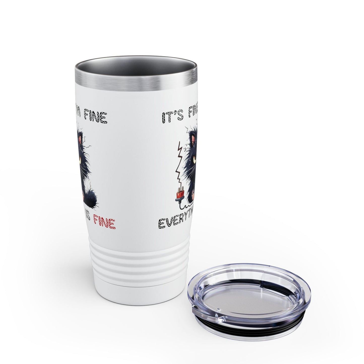 It's Fine I'm Fine Everything Is Fine Tumbler,I'm Fine Cup,Cat Cup,Motivational Tumbler,Positivity Cup,Funny Sarcastic Ringneck Tumbler 20oz