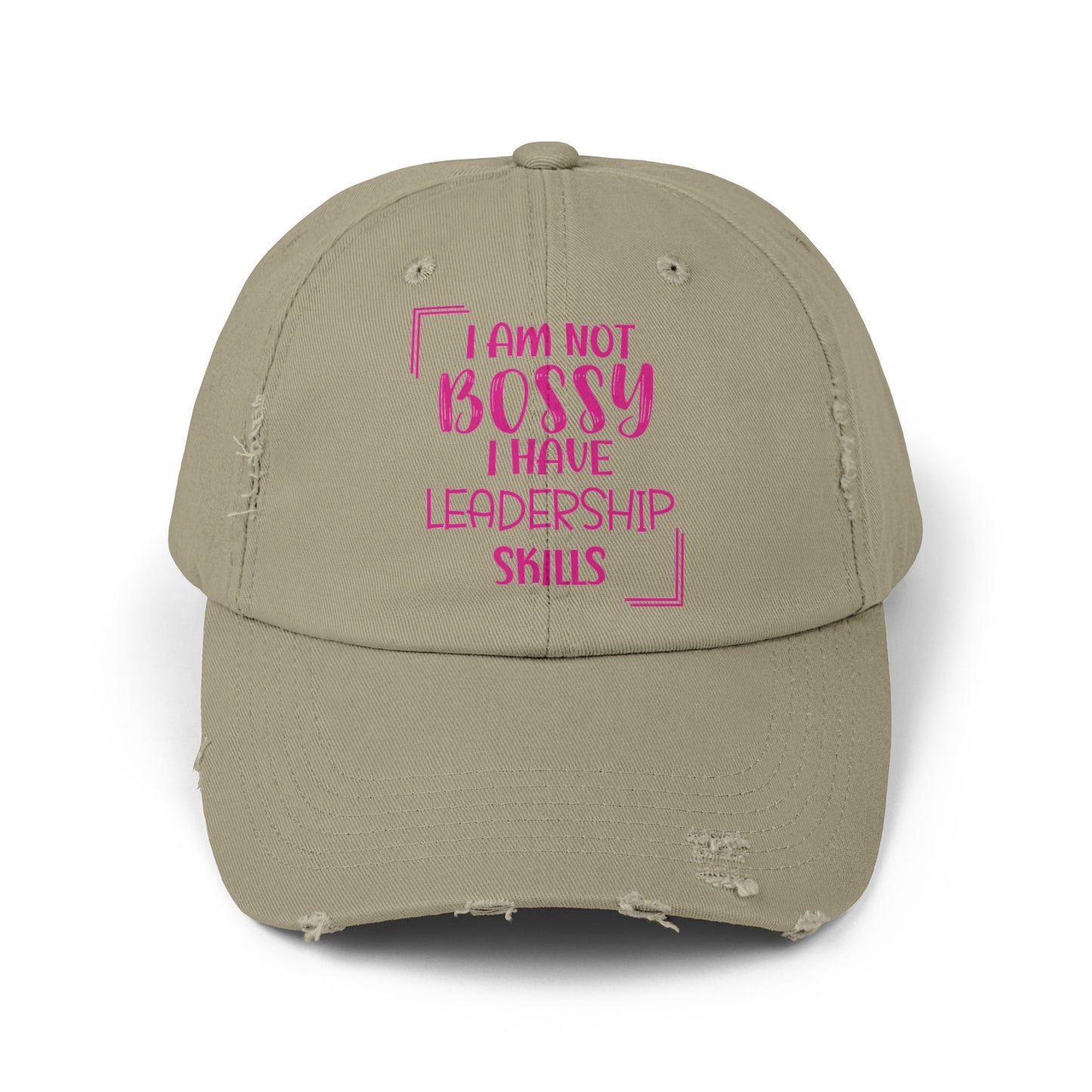 Leadership Hat, Bossy Hat, Funny Quote Hat, Sarcastic Quote Cap, Humor, Unisex Distressed Cap