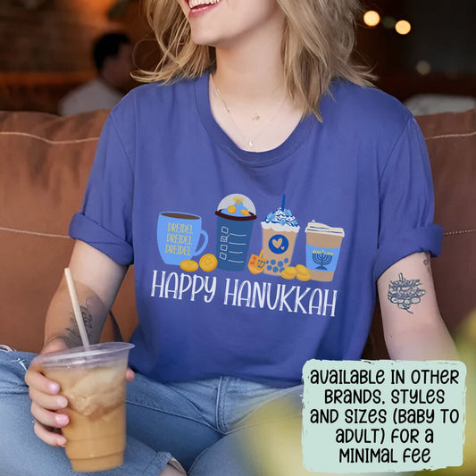 Hanukkah Shirt, Bella Coffee Latte, Hannukah Shirt, Chanukkah Shirt, Happy Hanukkah, Festival of Lights, Gift for Jewish Person, Dreidels