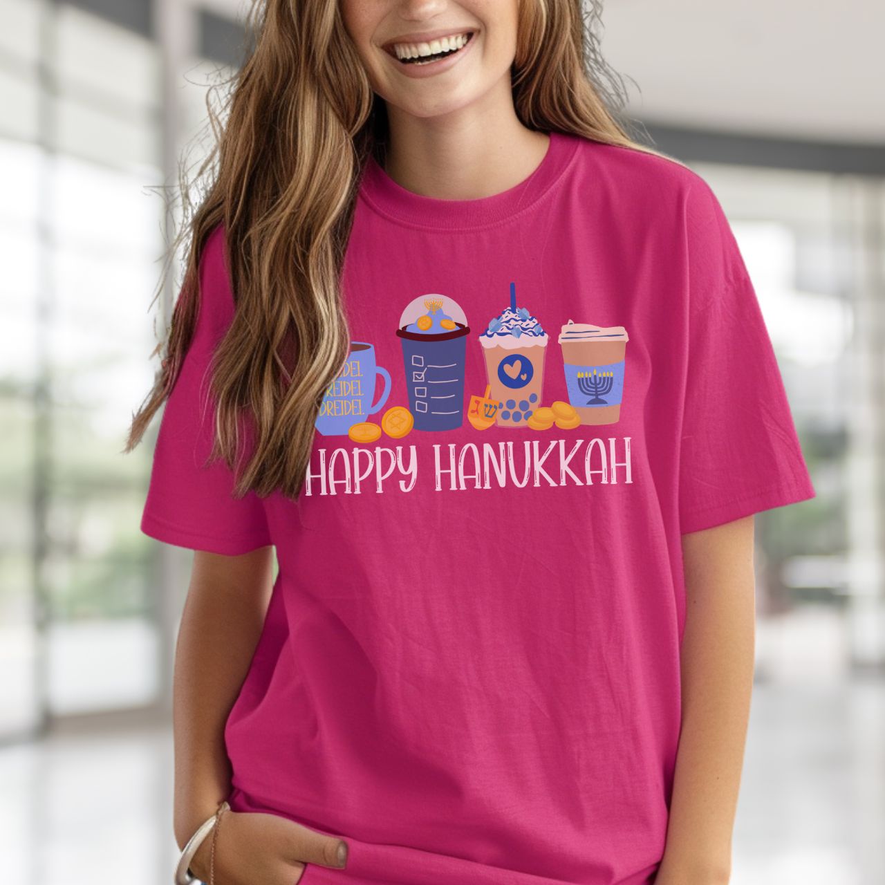 Hanukkah Shirt, Bella Coffee Latte, Hannukah Shirt, Chanukkah Shirt, Happy Hanukkah, Festival of Lights, Gift for Jewish Person, Dreidels