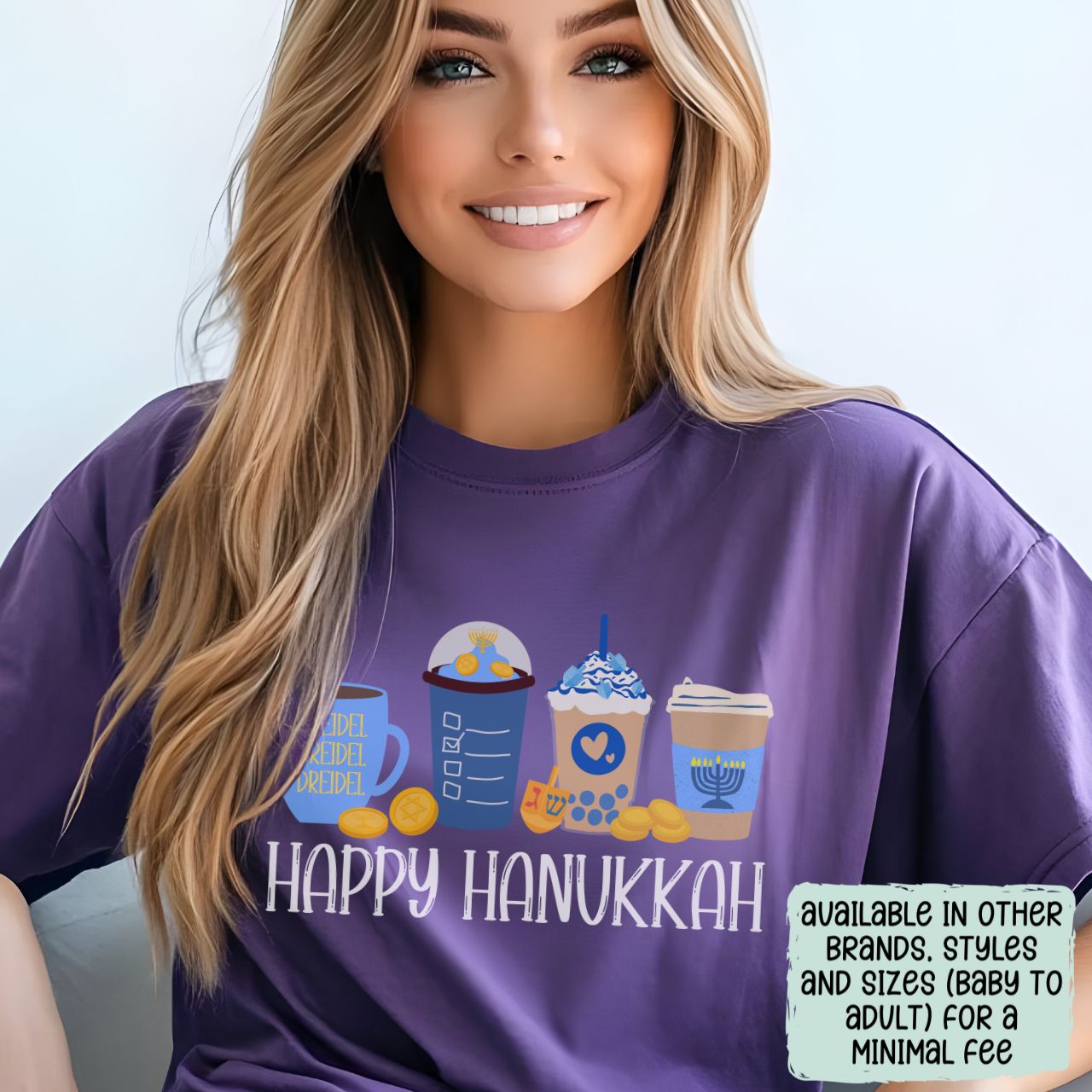 Hanukkah Shirt, Hanukkah Coffee Latte, Hannukah Shirt, Chanukkah Shirt, Happy Hanukkah, Festival of Lights, Gift for Jewish Person, Dreidels