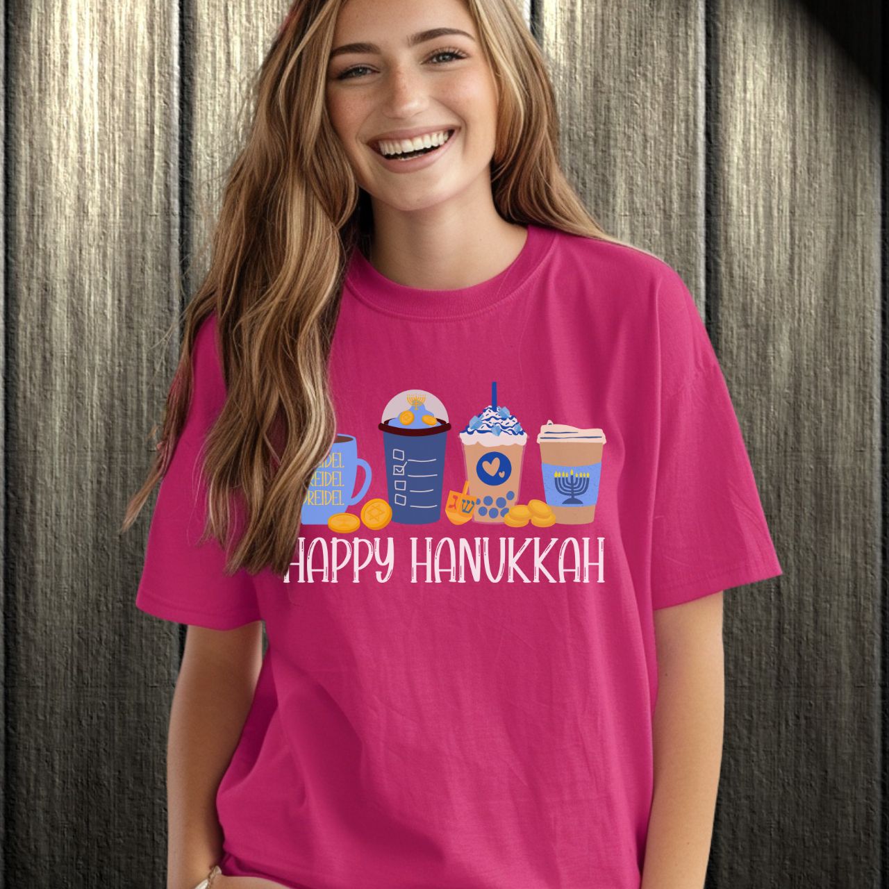 Hanukkah Shirt, Hanukkah Coffee Latte, Hannukah Shirt, Chanukkah Shirt, Happy Hanukkah, Festival of Lights, Gift for Jewish Person, Dreidels