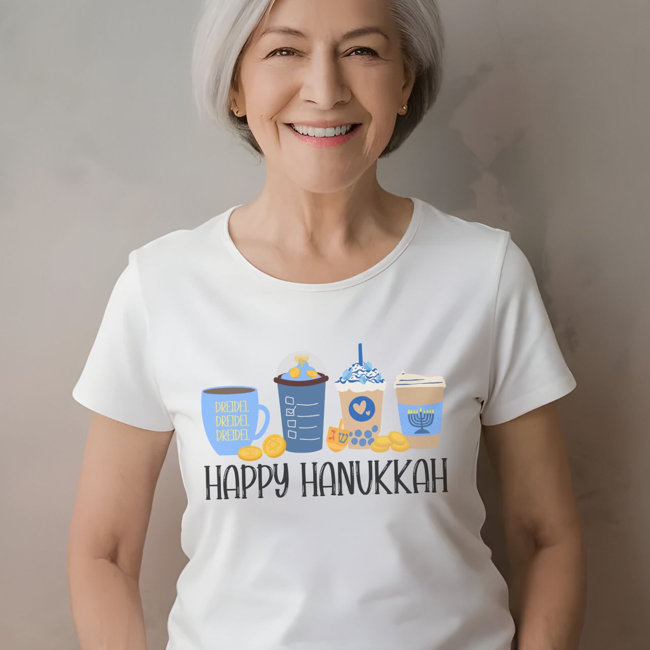 Hanukkah Shirt, Hanukkah Coffee Latte, Hannukah Shirt, Chanukkah Shirt, Happy Hanukkah, Festival of Lights, Gift for Jewish Person, Dreidels