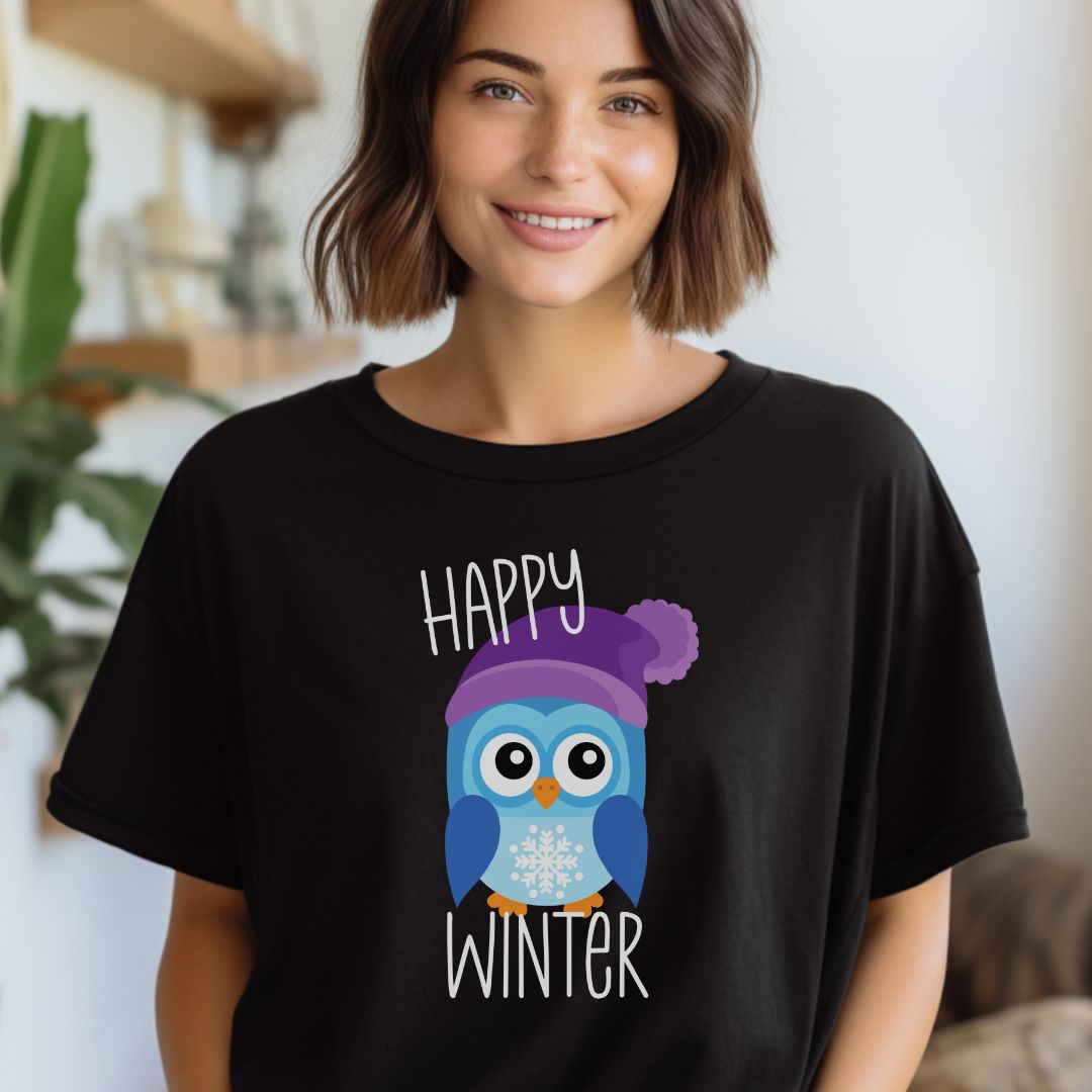 Winter Owl Shirt, Winter Shirt, Snow Shirt, Cute Winter Animals, Cute Winter Tee, Womens Winter Shirt, Christmas Shirt, Gift for Christmas