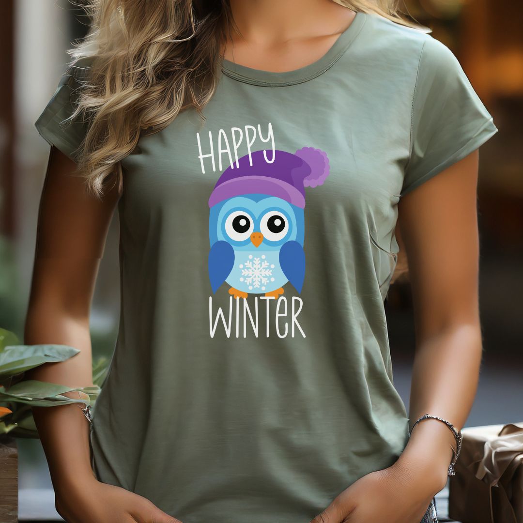 Winter Owl Shirt, Winter Shirt, Snow Shirt, Cute Winter Animals, Cute Winter Tee, Womens Winter Shirt, Christmas Shirt, Gift for Christmas