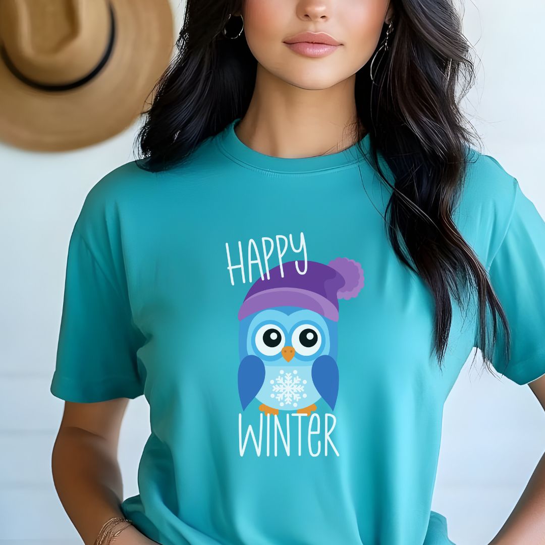 Winter Owl Shirt, Winter Shirt, Snow Shirt, Cute Winter Animals, Cute Winter Tee, Womens Winter Shirt, Christmas Shirt, Gift for Christmas