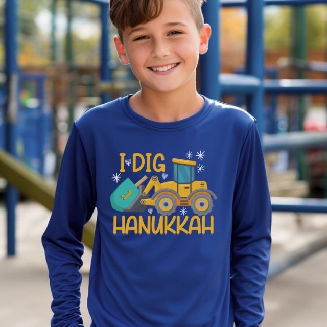 Hanukkah Shirt, Dreidel Digger Excavator, Hannukah, Chanukkah, Happy Hanukkah, Dreidel Shirt, Kids Hanukkah Shirt, Dreidels, Construction