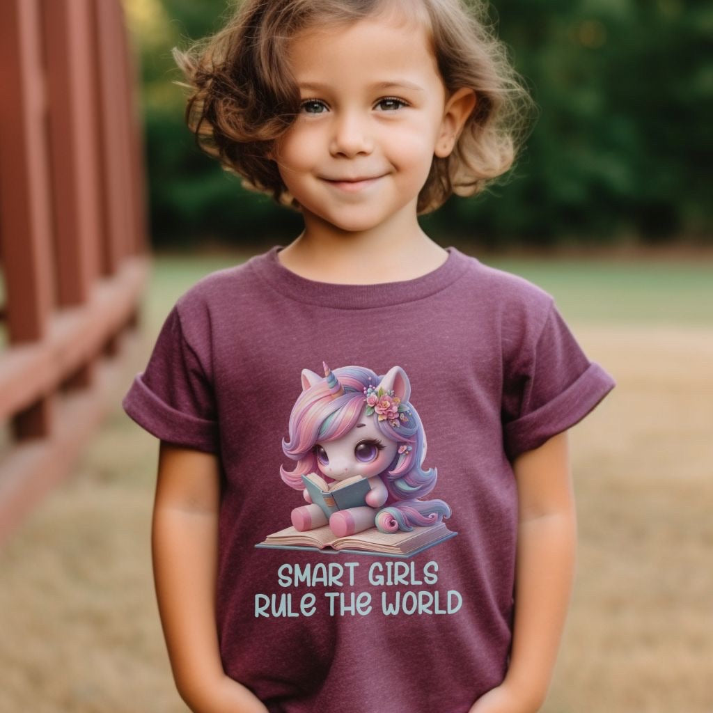 Unicorn Youth Tee, Smart Girls Shirt, Cute Reading Tee, Magical Book Lover Top, Kids Bookworm T-Shirt