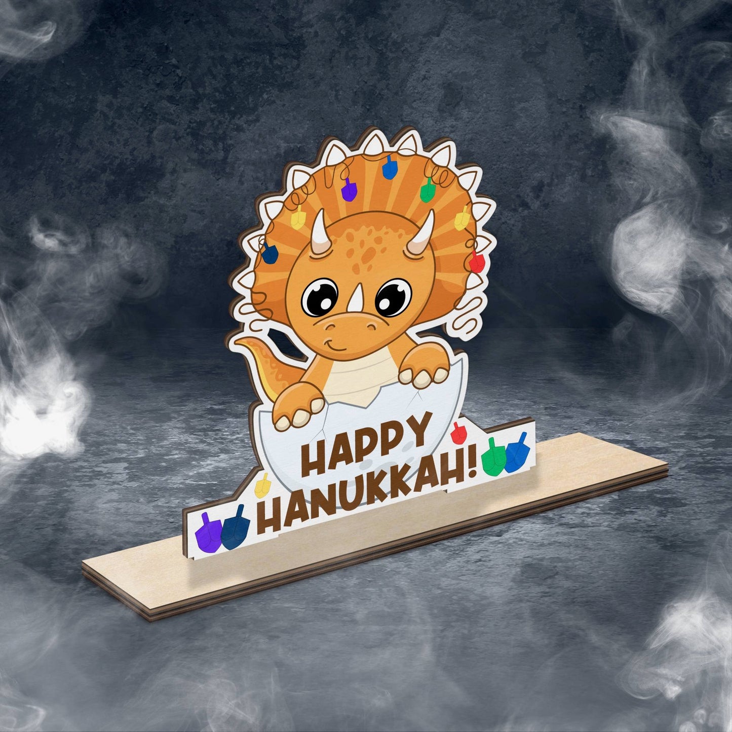 Hanukkah Dinosaur Wood Standee, Hanukkah Decoration, Chanukah Decor, Chanukkah Decor, Gift for Hanukkah, Coffee Lover