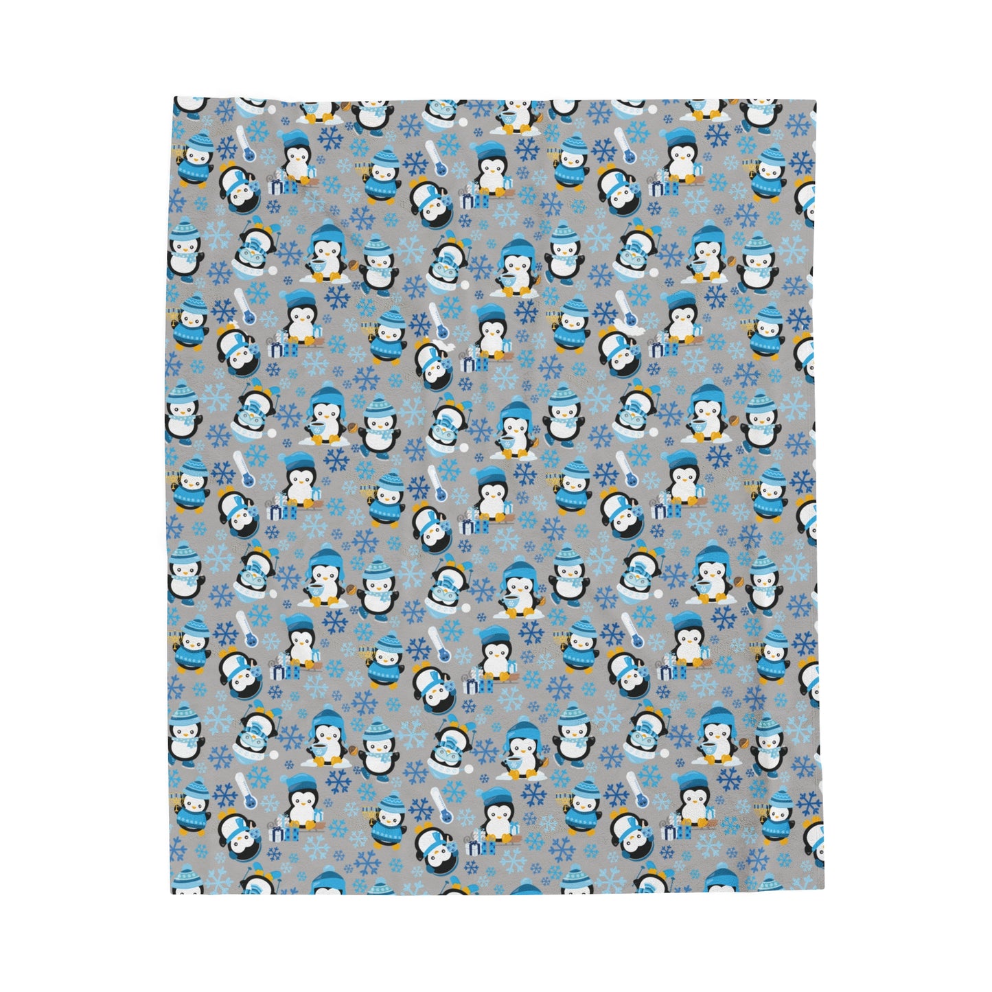 Hanukkah Penguins Velveteen Plush Blanket, Hanukkah Blanket, Gift for Hanukkah, Gift For Jewish Person,Happy Hanukkah,Hanukkah Plush Blanket