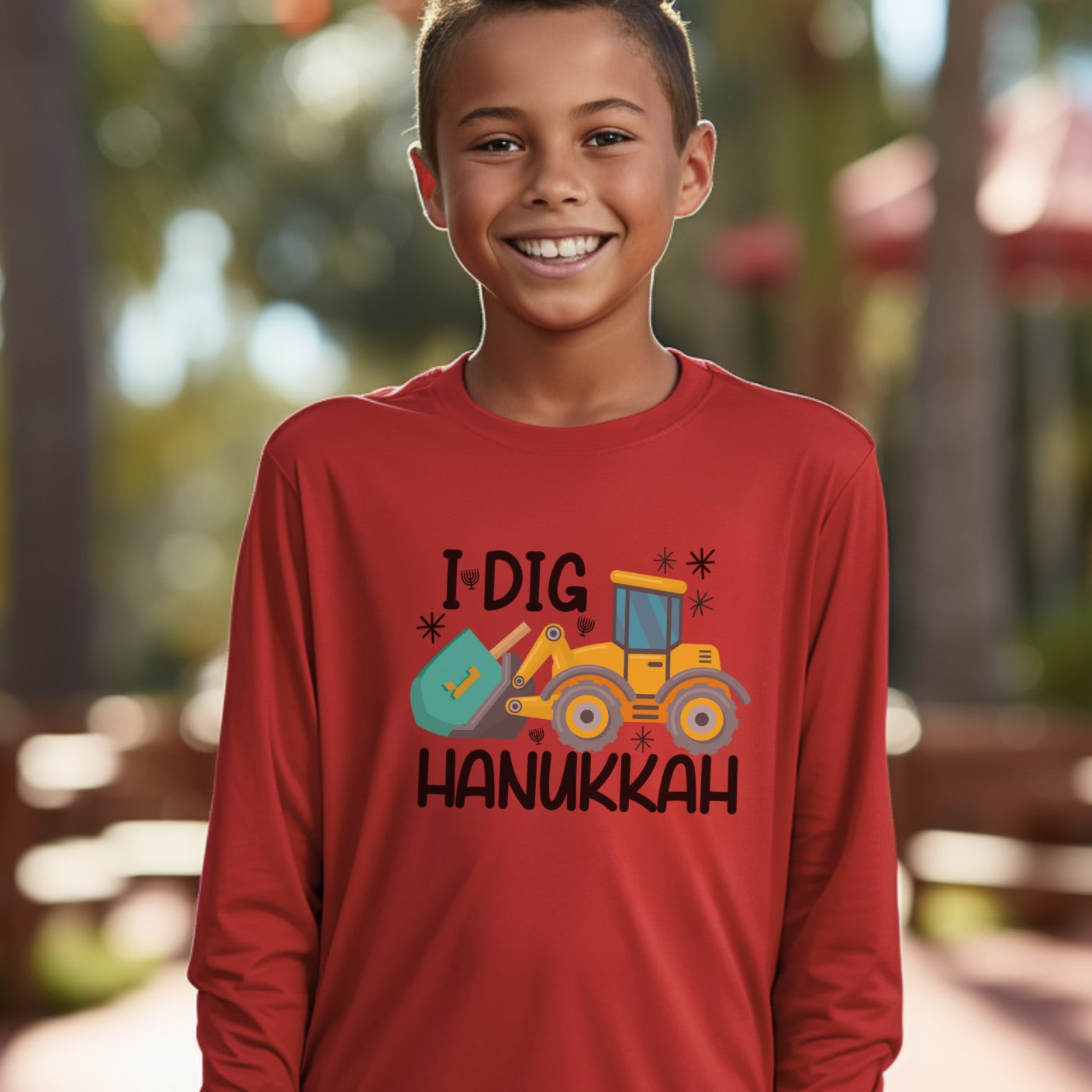 Hanukkah Shirt, Dreidel Digger Excavator, Hannukah, Chanukkah, Happy Hanukkah, Dreidel Shirt, Kids Hanukkah Shirt, Dreidels, Construction