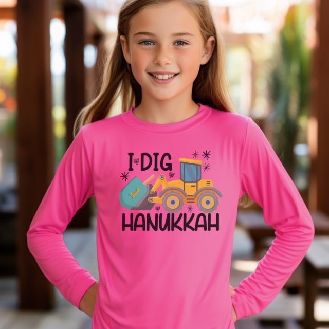 Hanukkah Shirt, Dreidel Digger Excavator, Hannukah, Chanukkah, Happy Hanukkah, Dreidel Shirt, Kids Hanukkah Shirt, Dreidels, Construction