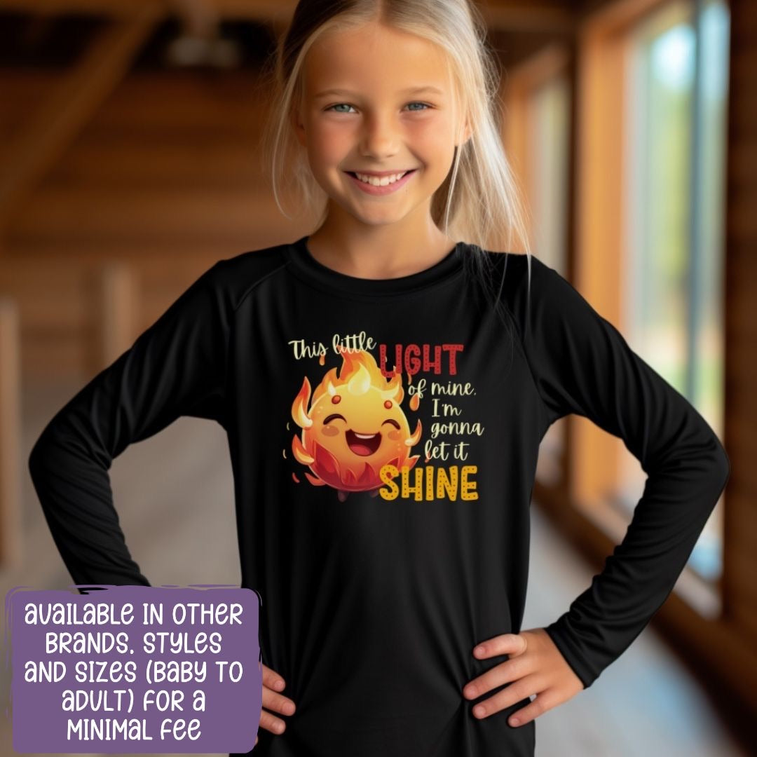 Hanukkah Kids Shirt, Chanukkah Shirt, Gift for Jewish Kid, Festival of Lights, Fire, Flames, Happy Hanukkah, Shine On,Long Sleeve Shirt