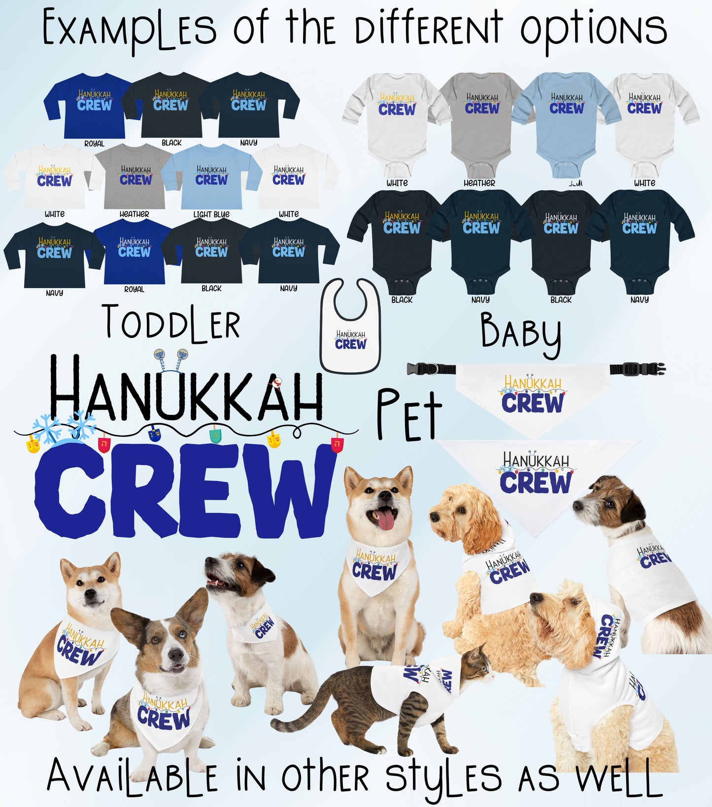 Hanukkah Crew Shirt, Hannukah,Chanukkah, Happy Hanukkah, Gift for Jews, Hanukkah Present, Dreidel, Hanukkah Family Shirts, Hanukkah Matching