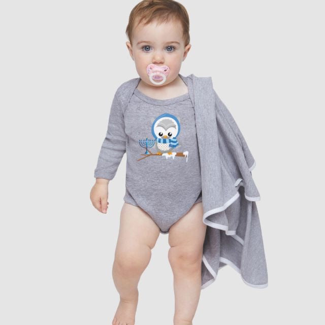 Hanukkah Owl Onesie, Hanukkah Onesie, Hannukah Onesie, Happy Hanukkah, Gift for Jewish Baby, Dreidels, Gift for Hanukkah, Menorah