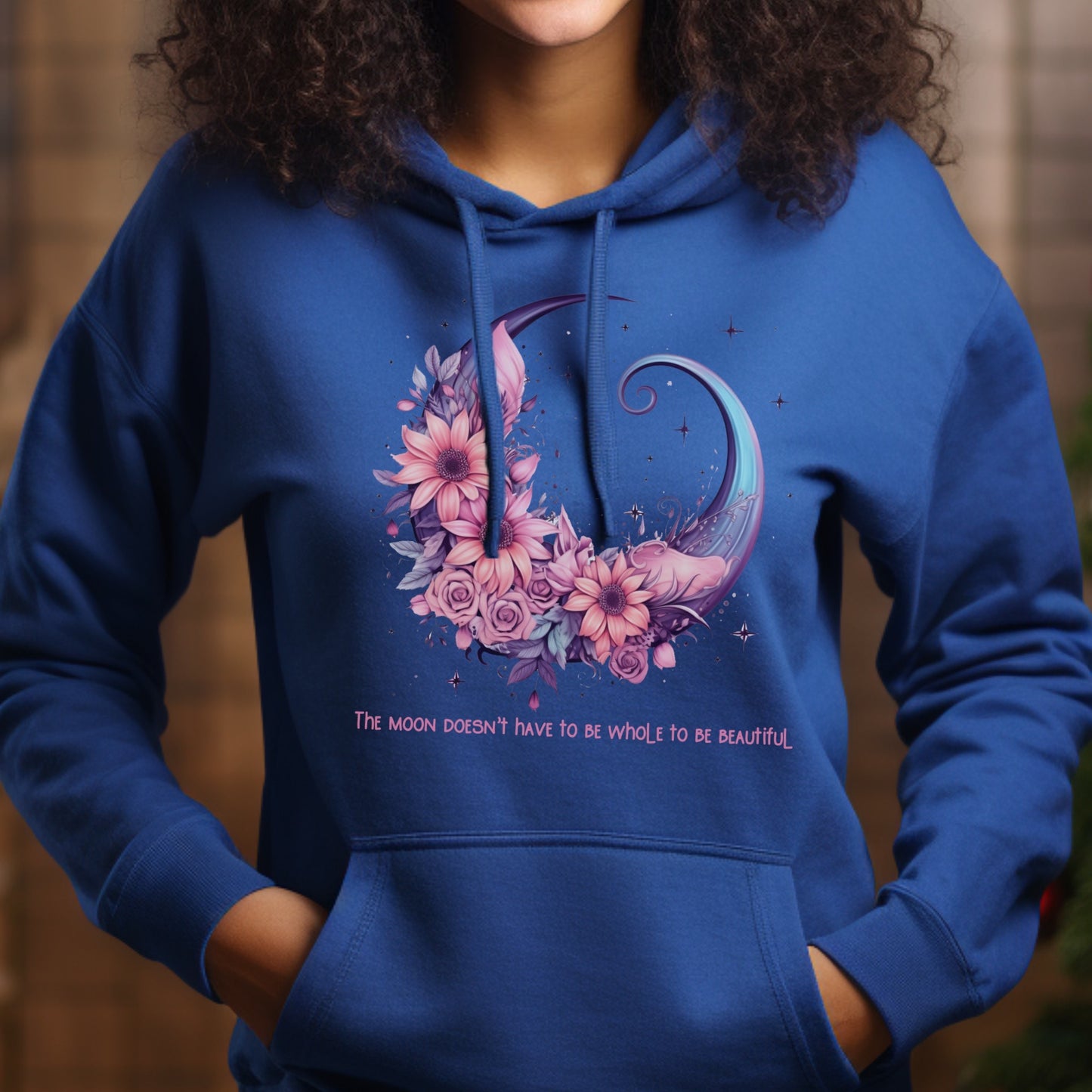 Boho Moon Hoodie, Inspirational Quote Sweatshirt, Celestial Pullover, Moon Phases Jumper, Galaxy Hooded Top, Moon Goddess Outerwear