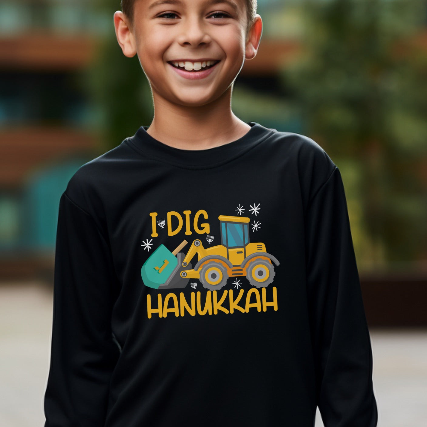 Hanukkah Shirt, Dreidel Digger Excavator, Hannukah, Chanukkah, Happy Hanukkah, Dreidel Shirt, Kids Hanukkah Shirt, Dreidels, Construction