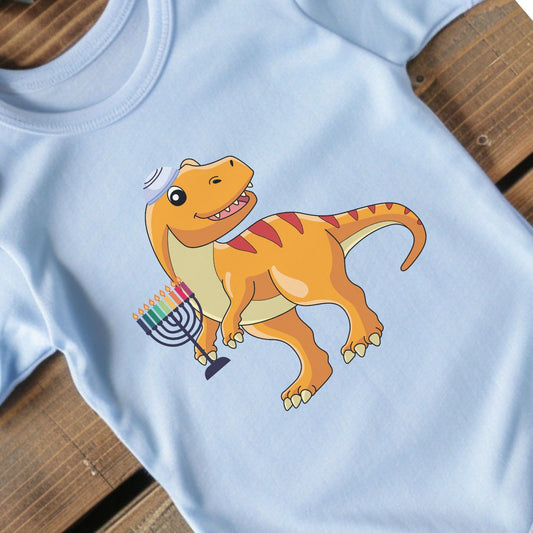 Hanukkah Dinosaur Onesie, Hanukkah Onesie, Hannukah Onesie, Happy Hanukkah, Gift for Jewish Baby, Gift for Hanukkah, Menorah